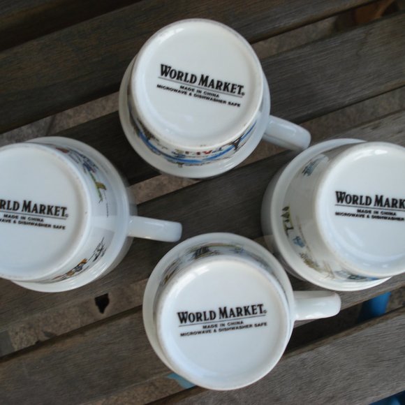 WORLD MARKET STACKING COFFEE MUGS SET OF 4 CITIES AROUND THE WORLD - Picture 4 of 4
